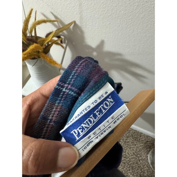 Vintage 90s Pendleton Plaid Wool Skirt w/ Pockets Blue Purple Petites Sz 14P - Picture 10 of 10
